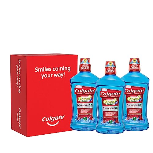 Colgate Total Mouthwash, Alcohol Free Mouthwash, Peppermint, 33.8 Ounce, (Pack of 3)